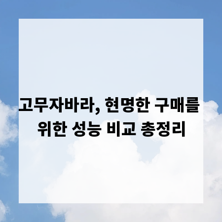 고무자바라, 현명한 구매를 위한 성능 비교 총정리