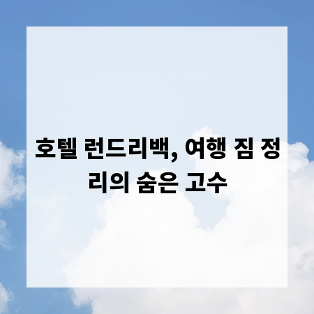 호텔 런드리백, 여행 짐 정리의 숨은 고수