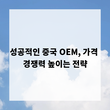 성공적인 중국 OEM, 가격 경쟁력 높이는 전략