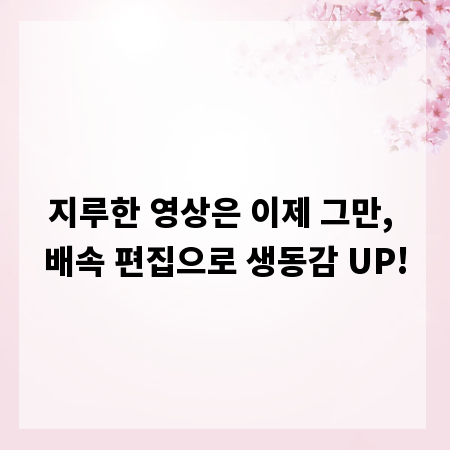 지루한 영상은 이제 그만, 배속 편집으로 생동감 UP!