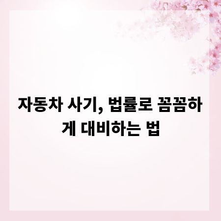 자동차 사기, 법률로 꼼꼼하게 대비하는 법