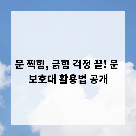 문 찍힘, 긁힘 걱정 끝! 문 보호대 활용법 공개