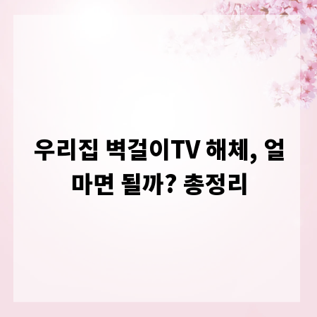 우리집 벽걸이TV 해체, 얼마면 될까? 총정리