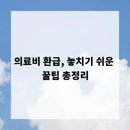 의료비 환급, 놓치기 쉬운 꿀팁 총정리