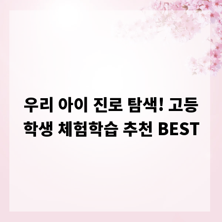 우리 아이 진로 탐색! 고등학생 체험학습 추천 BEST