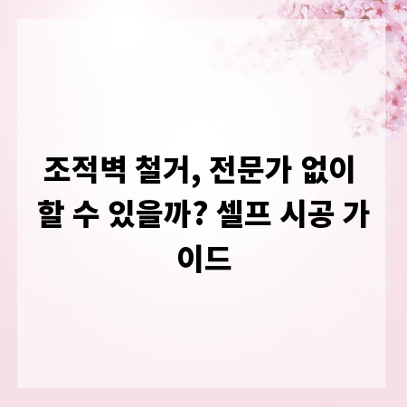 조적벽 철거, 전문가 없이 할 수 있을까? 셀프 시공 가이드