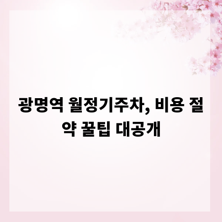 광명역 월정기주차, 비용 절약 꿀팁 대공개