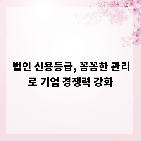법인 신용등급, 꼼꼼한 관리로 기업 경쟁력 강화