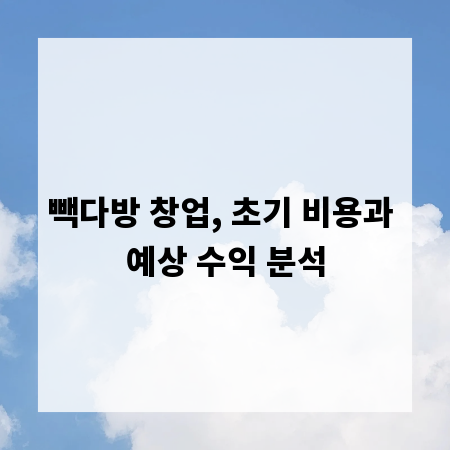 빽다방 창업, 초기 비용과 예상 수익 분석