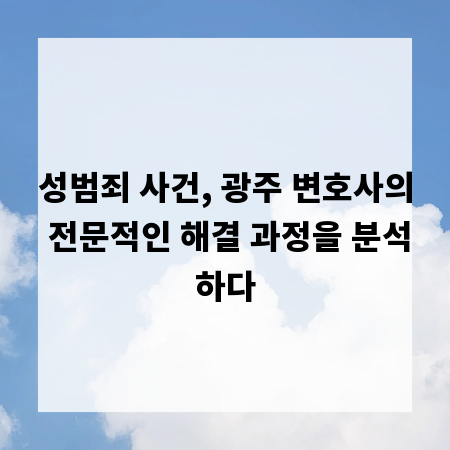 성범죄 사건, 광주 변호사의 전문적인 해결 과정을 분석하다