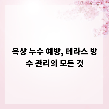 옥상 누수 예방, 테라스 방수 관리의 모든 것