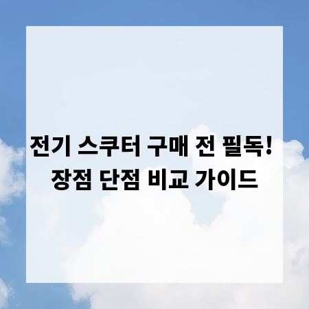 전기 스쿠터 구매 전 필독! 장점 단점 비교 가이드