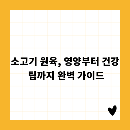 소고기 원육, 영양부터 건강 팁까지 완벽 가이드
