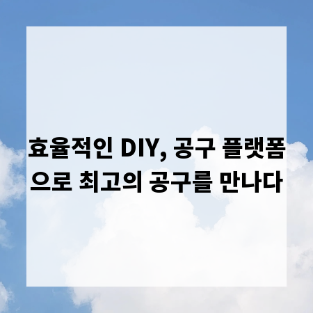 효율적인 DIY, 공구 플랫폼으로 최고의 공구를 만나다