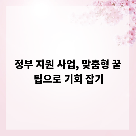 정부 지원 사업, 맞춤형 꿀팁으로 기회 잡기