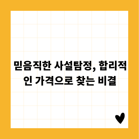 믿음직한 사설탐정, 합리적인 가격으로 찾는 비결