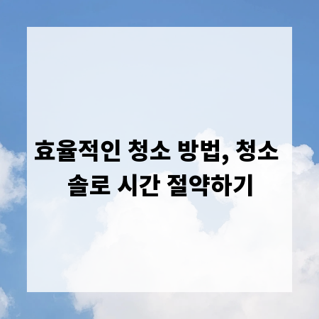 효율적인 청소 방법, 청소 솔로 시간 절약하기