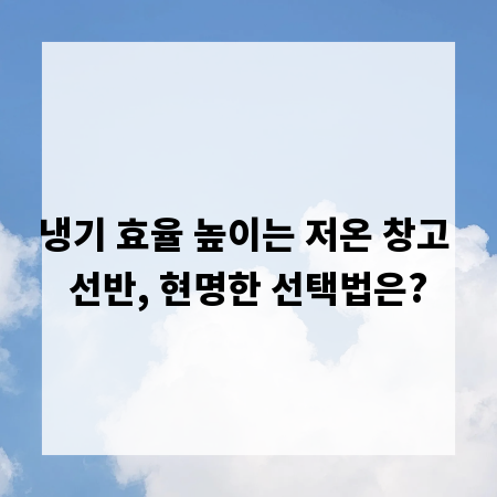 냉기 효율 높이는 저온 창고 선반, 현명한 선택법은?