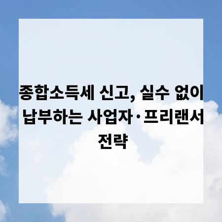 종합소득세 신고, 실수 없이 납부하는 사업자&middot;프리랜서 전략