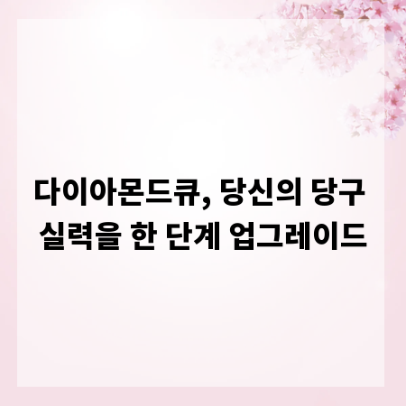 다이아몬드큐, 당신의 당구 실력을 한 단계 업그레이드