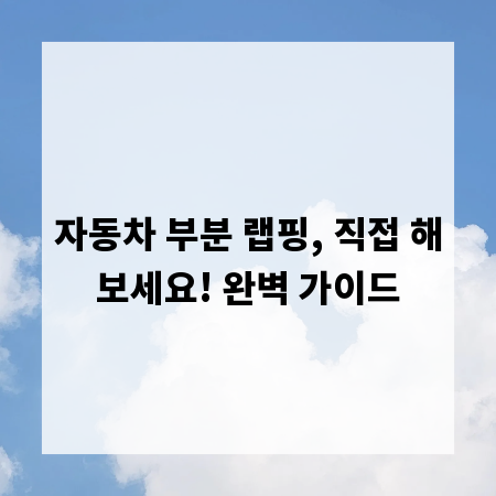 자동차 부분 랩핑, 직접 해보세요! 완벽 가이드