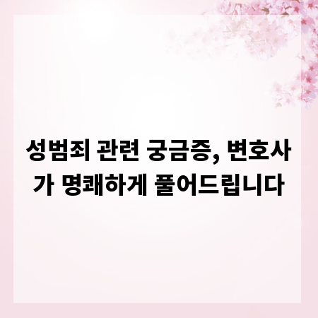 성범죄 관련 궁금증, 변호사가 명쾌하게 풀어드립니다