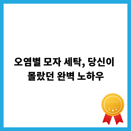 오염별 모자 세탁, 당신이 몰랐던 완벽 노하우