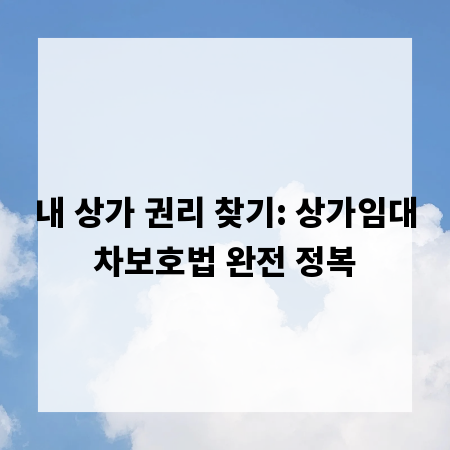 내 상가 권리 찾기: 상가임대차보호법 완전 정복