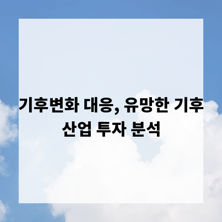 기후변화 대응, 유망한 기후산업 투자 분석