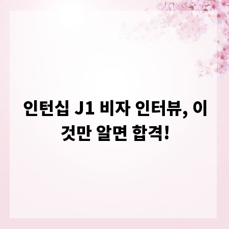 인턴십 J1 비자 인터뷰, 이것만 알면 합격!