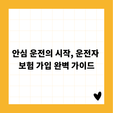 안심 운전의 시작, 운전자 보험 가입 완벽 가이드