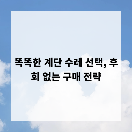 똑똑한 계단 수레 선택, 후회 없는 구매 전략