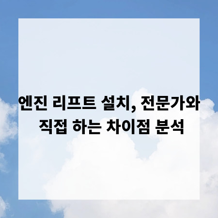 엔진 리프트 설치, 전문가와 직접 하는 차이점 분석