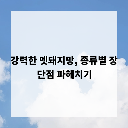 강력한 멧돼지망, 종류별 장단점 파헤치기
