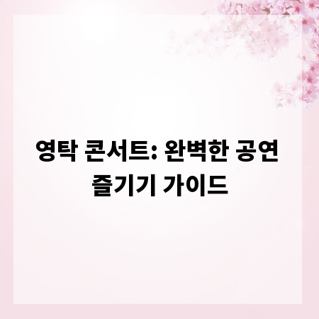 영탁 콘서트: 완벽한 공연 즐기기 가이드