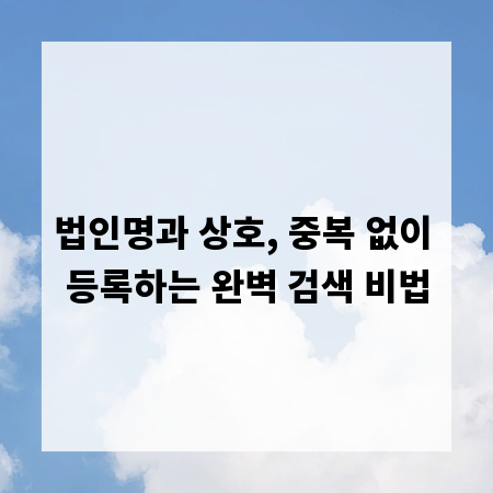 법인명과 상호, 중복 없이 등록하는 완벽 검색 비법
