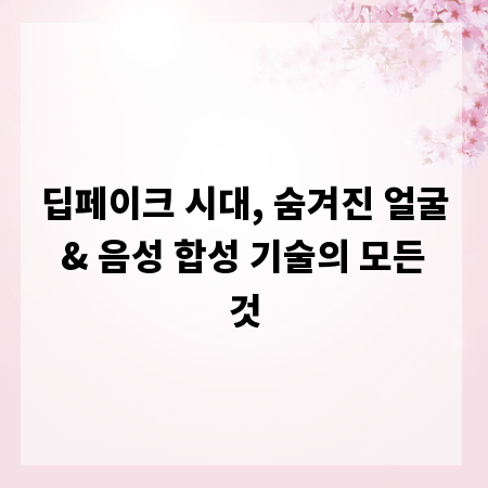 딥페이크 시대, 숨겨진 얼굴 & 음성 합성 기술의 모든 것